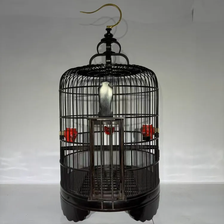 高档40大号乌木八哥玄凤画眉高脚圆笼高配加粗加厚全套配齐