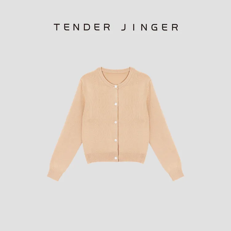 Tender Jinger圆领羊绒羊毛混纺针织开衫外套T53BBS41157
