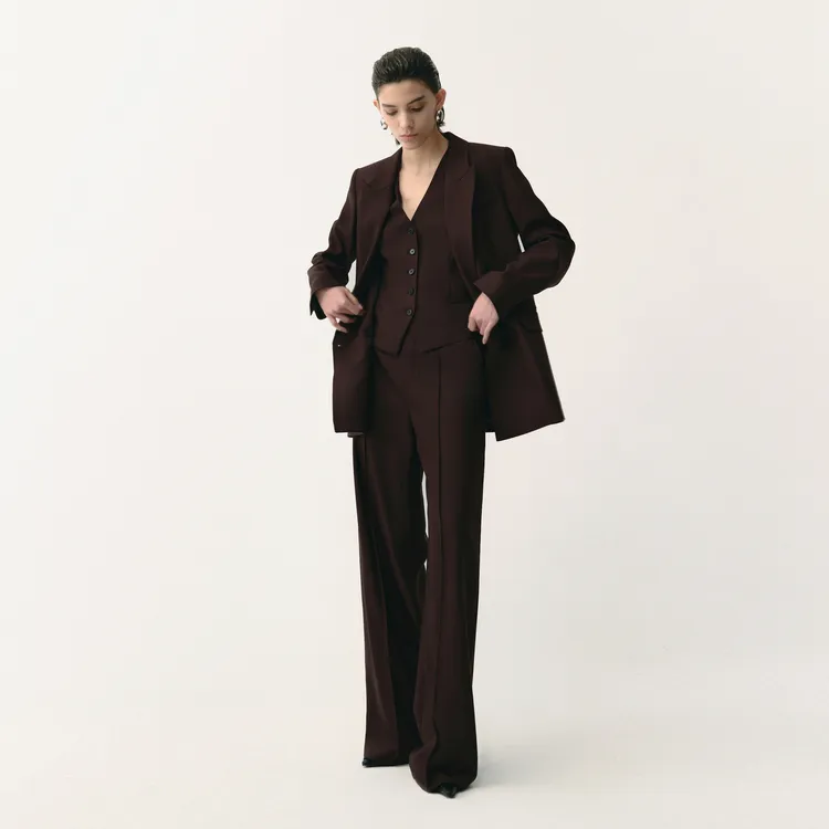 TORIL 精纺羊毛高腰通勤直筒西装裤女 TGD2FSW007