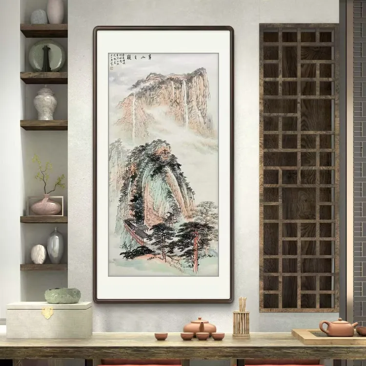 《华山之巅》纯手绘四尺竖幅华山玄关走廊山水国画挂画作品
