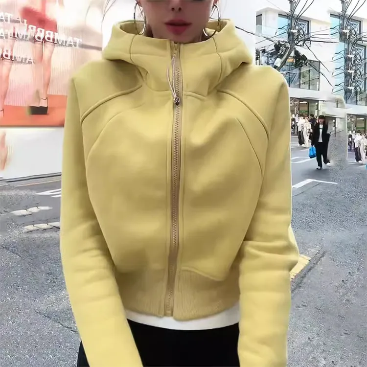 女士连帽加绒卫衣外套秋冬2025新款爆款时尚洋气休闲开衫短款上衣