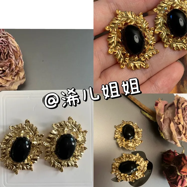 合金耳饰 【浠儿家】法式宫廷风时尚百搭气质耳环小众设计感耳饰