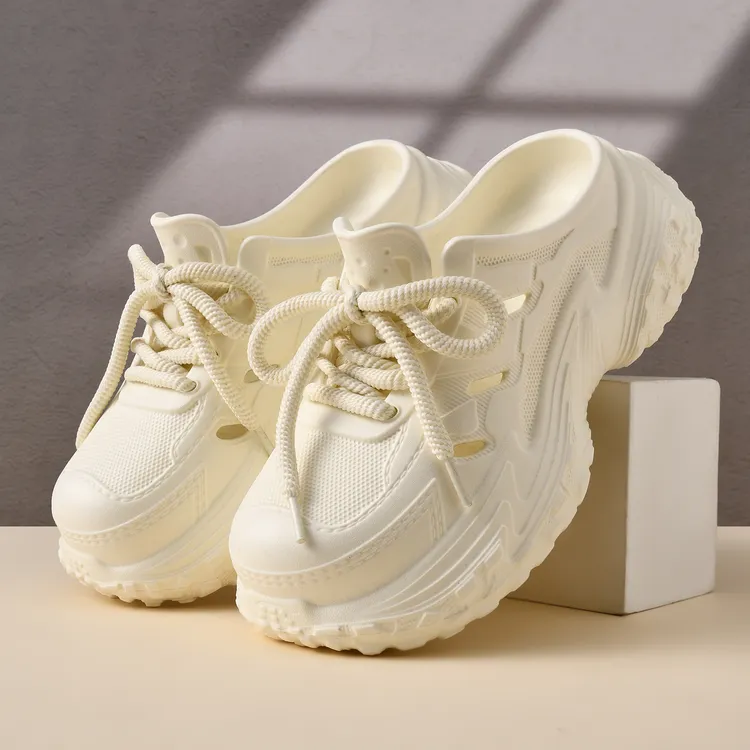 包头拖鞋女款外穿防滑增高耐磨EVA防水一脚蹬老爹半拖极简风小众