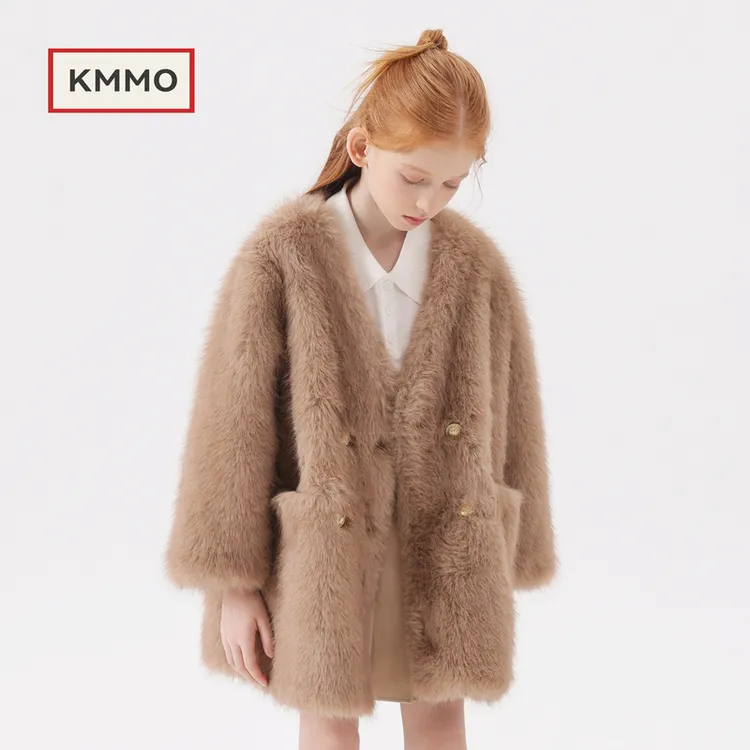 KMMO女童仿皮草外套短款2025冬季仿狐狸毛童装小个子加厚洋气上衣