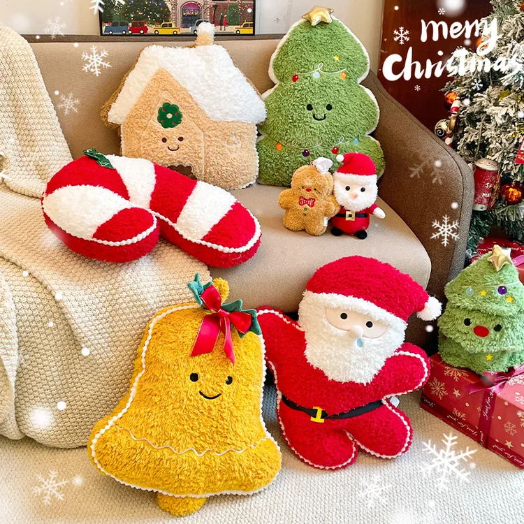 毛绒圣诞节玩偶抱枕可爱卡通姜饼人圣诞树靠枕礼品送女生节日礼物