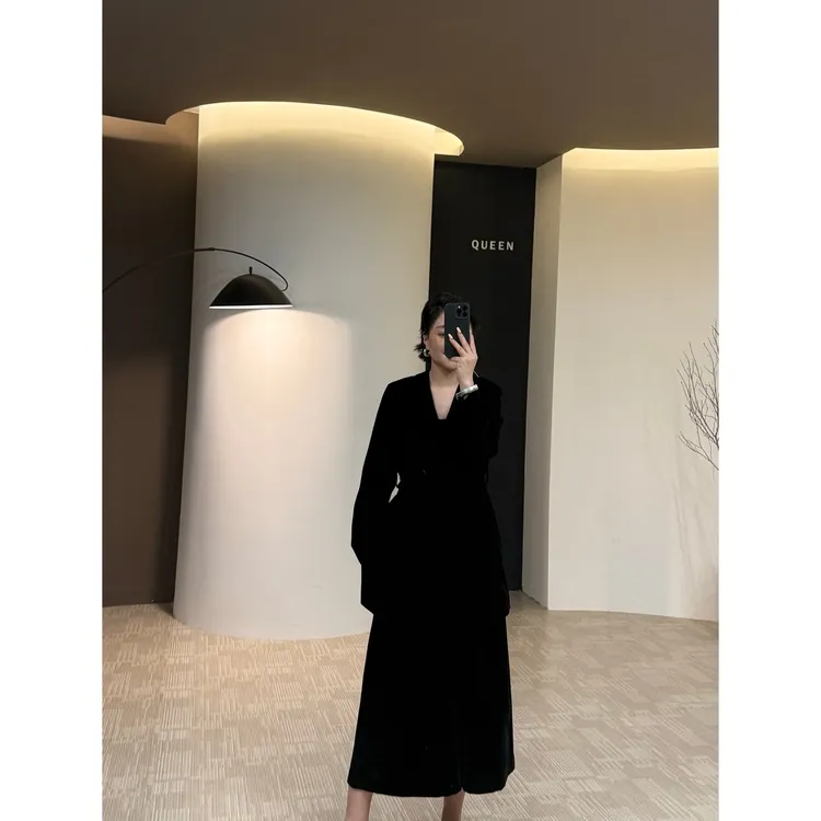 美丽定制极简气质腰带金丝绒套裤160斤以内（2308）