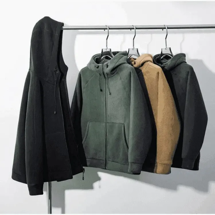 重磅牛货！双面摇粒绒！加厚连帽外套休闲加绒夹克8120