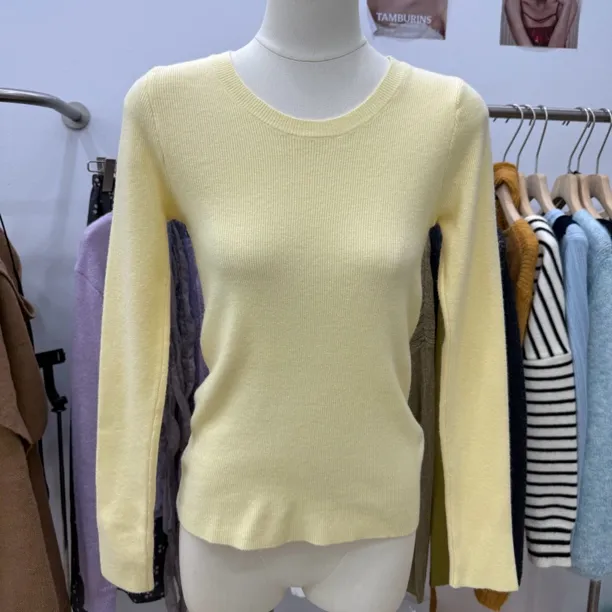 琦琦家自制圆领针织百搭时尚修身长袖上衣