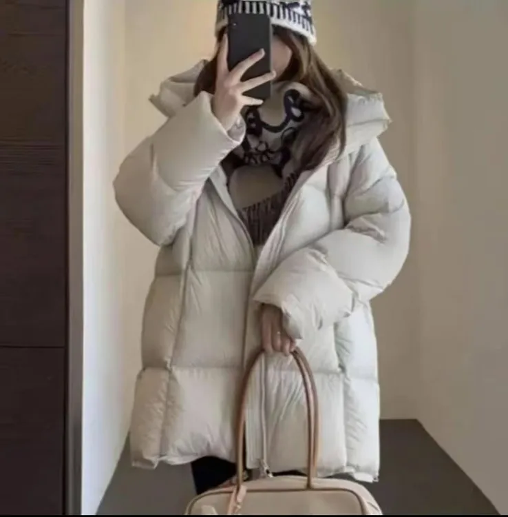 白金鹅超轻贝贝款连帽羽绒服女中长款加厚小个子休闲外套