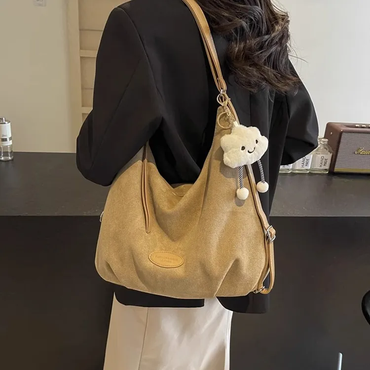 磨砂复古上班通勤托特包女大容量2025新款春夏休闲多功能双肩背包