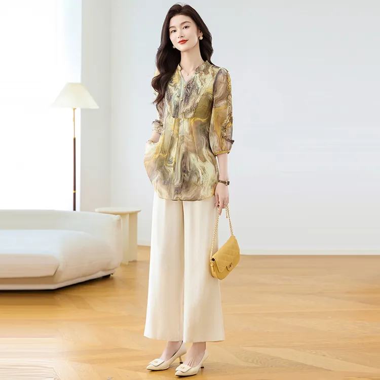 【上衣+裤子】优雅气质时尚大气减龄休闲收腰显瘦套裤M-4XL-25413-q