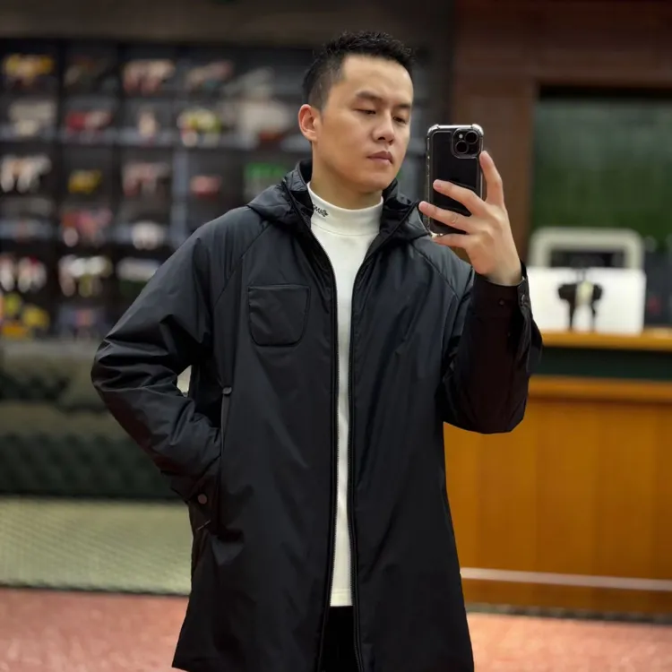 新款高端男士潮流百搭个性休闲拼皮连帽风衣YSF878171