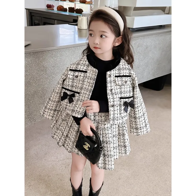 女童连衣裙套装2025新款秋装洋气小香风外套春秋中小儿童秋季裙子