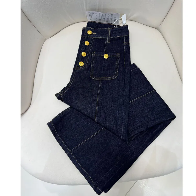 冬季加绒黑金蓝韩系极简风秋冬新款高腰显瘦不贴腿微喇牛仔裤女
