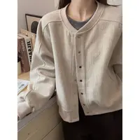 【日系侘寂&毛呢感棒球开衫】巨好看！经典圆领肌理休闲棒球开衫411