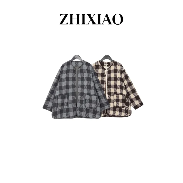 【ZHIXIAO】秋冬新款：格子羊毛外套10132-1