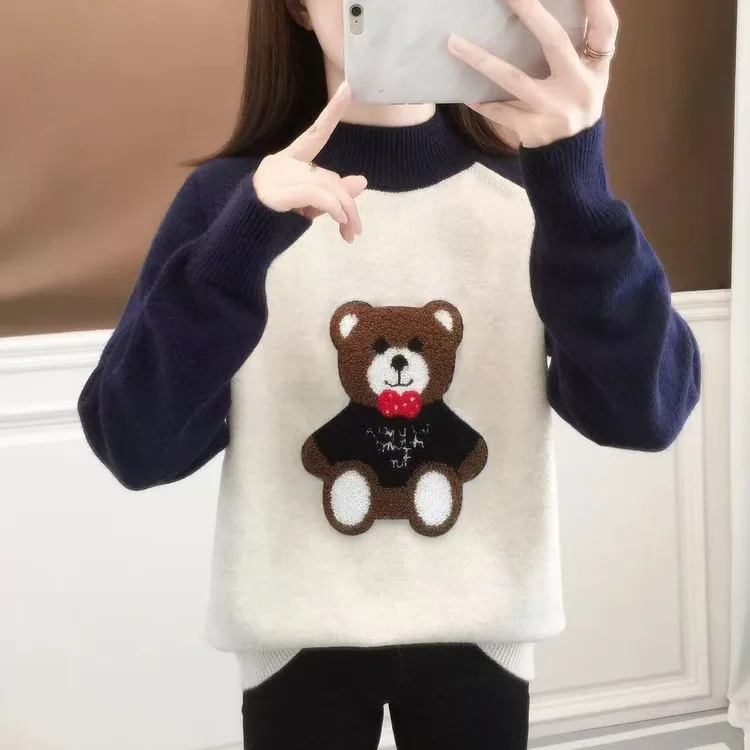 女孩毛衣秋冬装12岁女大童13少女15初高中学生加厚加绒套头打底衫