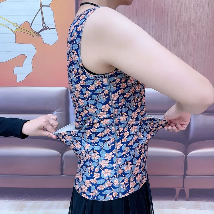 德绒保暖背心前后带兜放暖宝女短款有口袋护腰腹肚子艾绒打底内衣