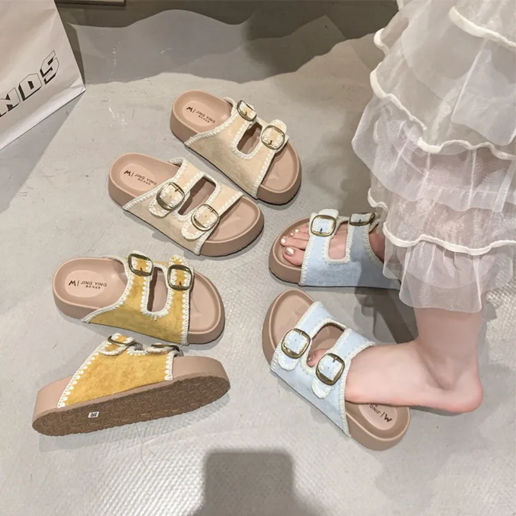一字勃肯拖鞋女夏外穿厚底爆款高级感2025新款休闲不累脚沙滩凉拖