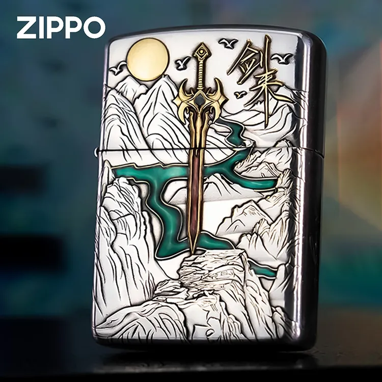 ZIPPO/之宝打火机剑来镀银鎏金珐琅盔甲原装正品防风煤油 DYF1
