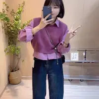 秋冬搭配一整套盐系轻熟温柔风针织马甲叠穿长袖百搭衬衣两件套女