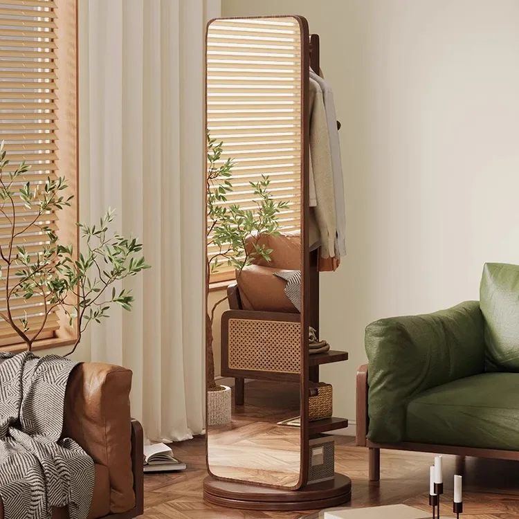 全身镜落地镜挂衣帽架一体可旋转女生家用卧室穿衣镜子网红试衣镜