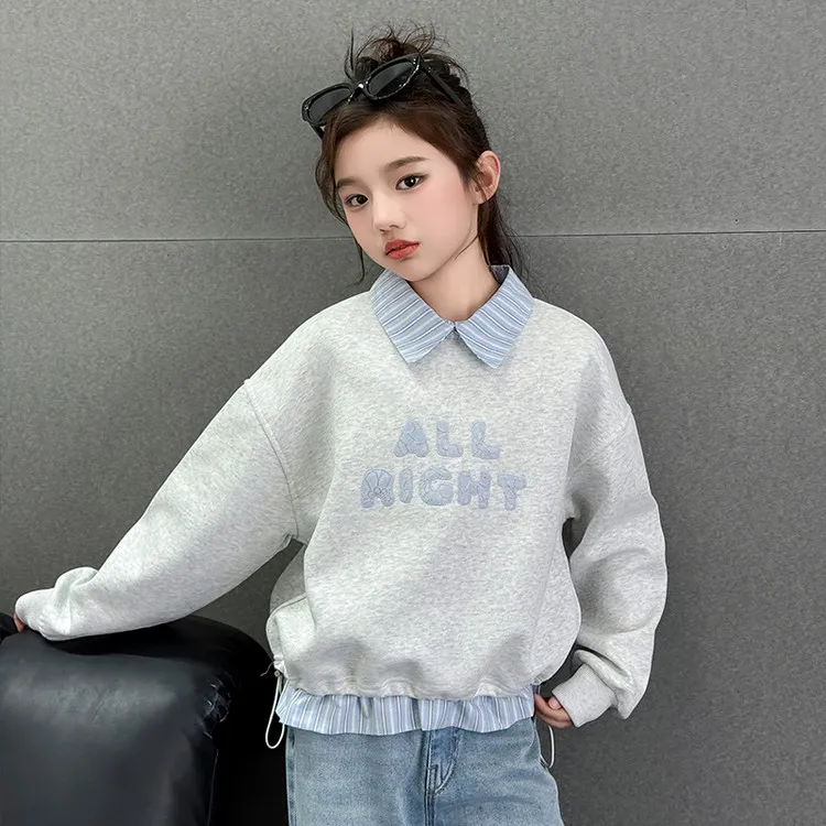 女童卫衣春装2025新款韩版女孩假两件打底衫女大童春季洋气套装潮