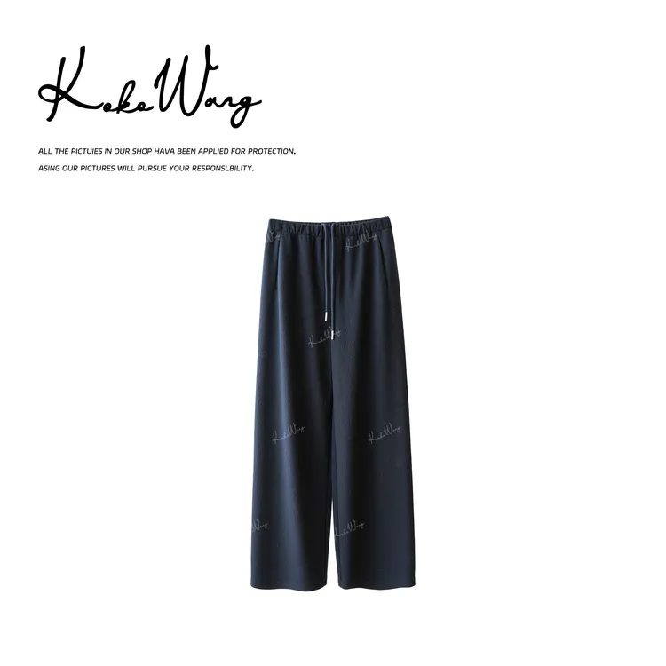 KOKO WANG新款无侧缝一片式裁剪垂感显瘦直筒休闲裤N0345H20K01