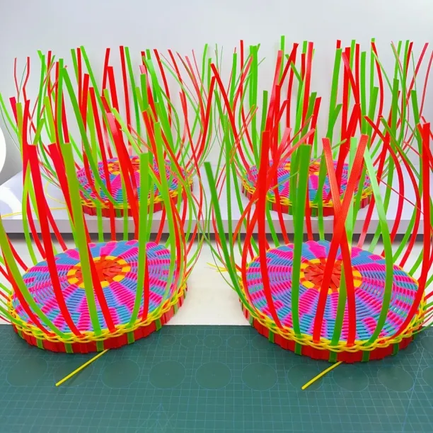 （丹丹）半成品底米字打底菊花底手工编织提篮圆篮子底