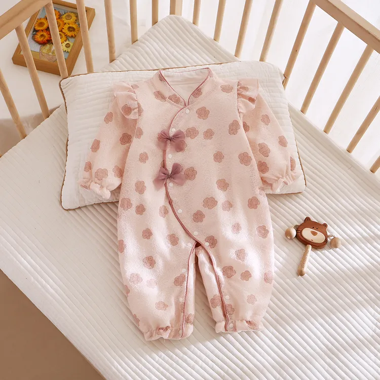 【双层】春秋婴儿连体衣国风旗袍女宝宝哈衣爬服新生儿满月周岁礼