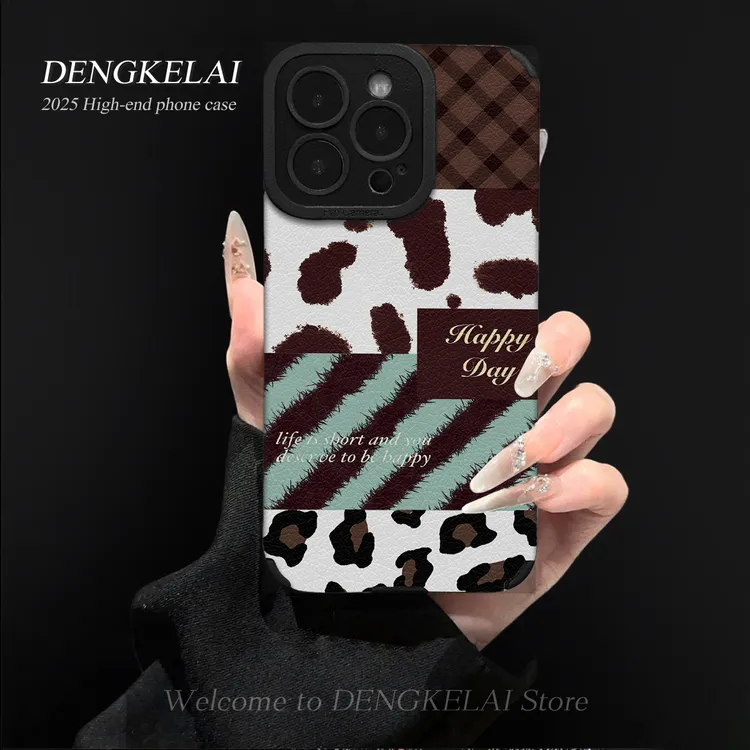 美式拼接豹纹瞳眼适用苹果17PROMAX华为vivo小米oppo手链ins手机