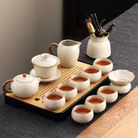 汝窑功夫茶具套装家用2025新款办公室喝茶泡茶盖碗茶壶茶杯子套装