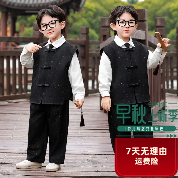 儿童幼儿园唐装小学生中式表演服春秋古装服装岁春秋女童中式