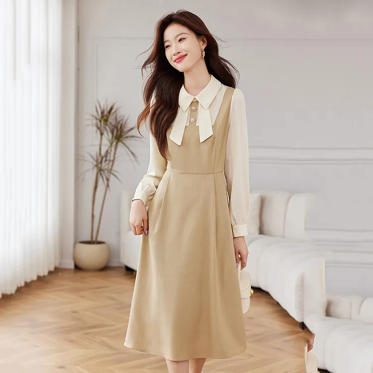 高端气质小香风连衣裙女轻奢高级感秋季2025新款长袖小个子A字裙