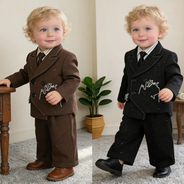 男童西装套装英伦绅士周岁花童礼服男孩演出服舞台走秀摄影服痞帅