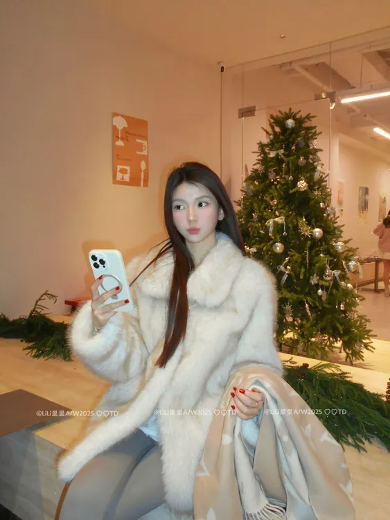 2025“一眼万年”可立可翻韩系Ins毛毛外套