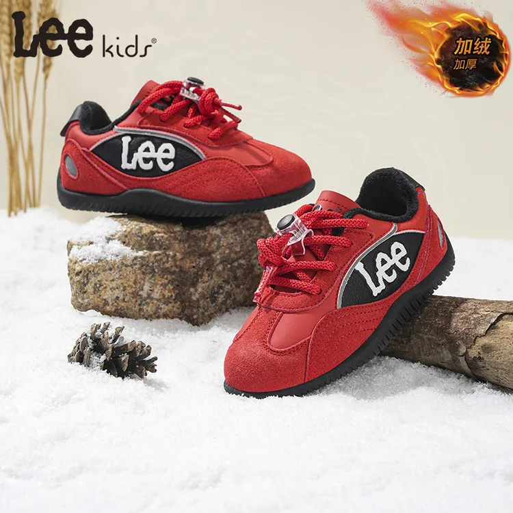 Leekids冬季新款加绒防水户外运动鞋儿童防滑跑步鞋保暖冬鞋