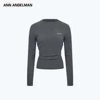 ANN ANDELMAN 25秋 时尚设计灰色显瘦毛织版长袖堆堆T