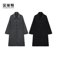 金雀绫【世家绒耀】100羊绒时尚加宽加大大衣长款毛呢外套SZA4MT740