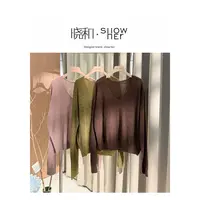 SHOW HER【柔织】‘’羊驼毛‘’老钱极简风V领套头薄款气质女毛针织衫