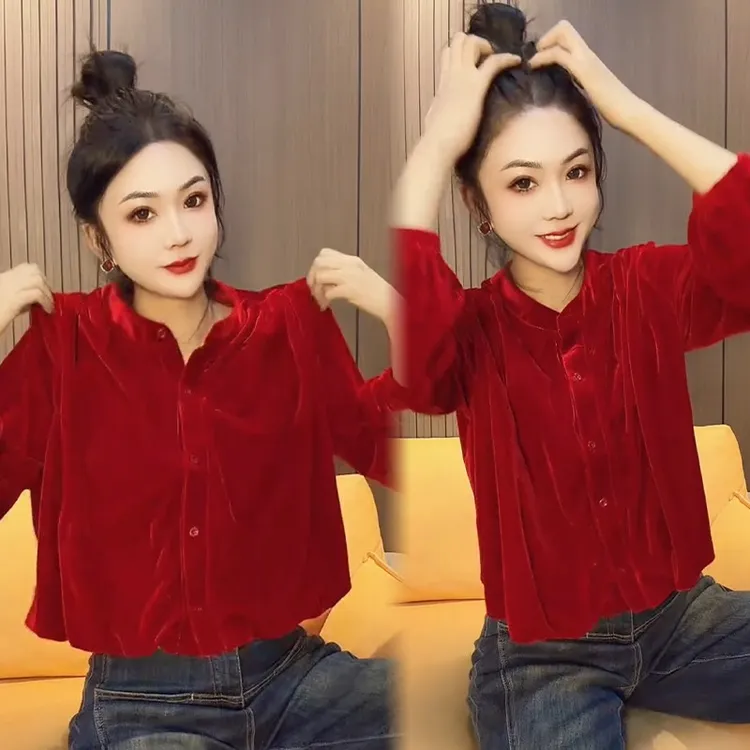 2025秋冬新款时尚显瘦气质网红高档洋气女高级百搭宽松大码衬衫潮