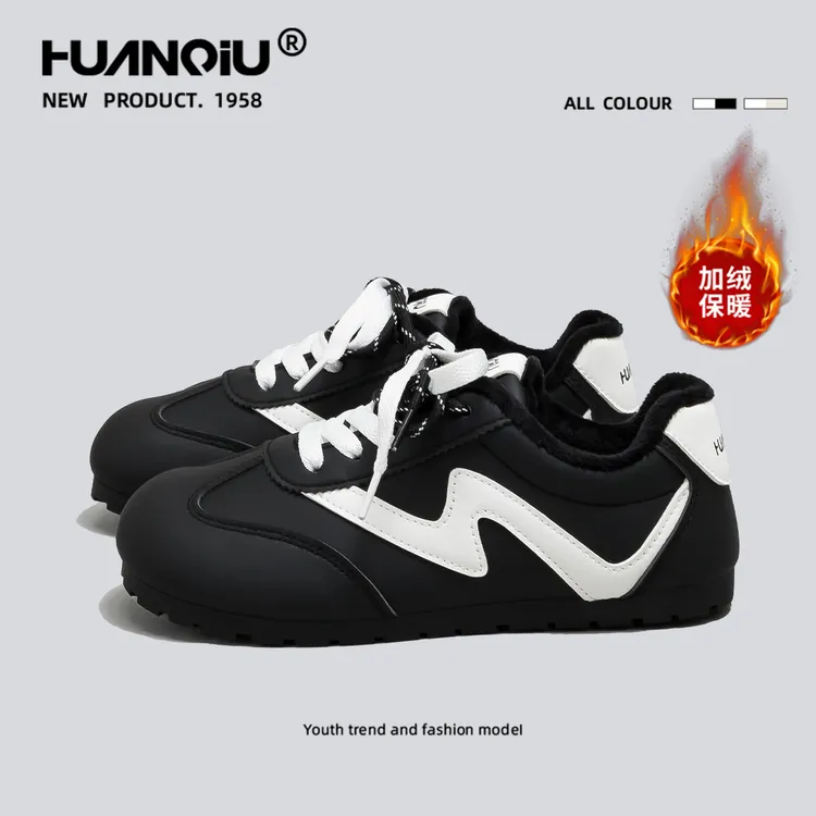 环球潮酷闪电加绒加厚百搭德训鞋女2025冬爆款保暖棉鞋M-HC299-1
