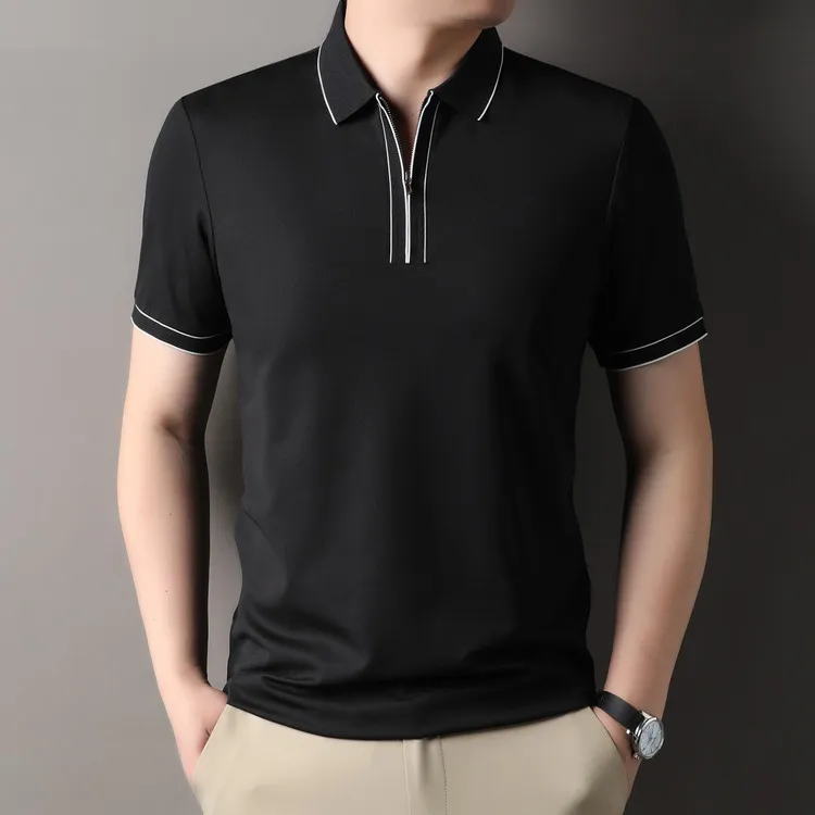 金狐狸高档弹力凉感翻领polo衫男款冰感衣服2025打底短袖正品青年