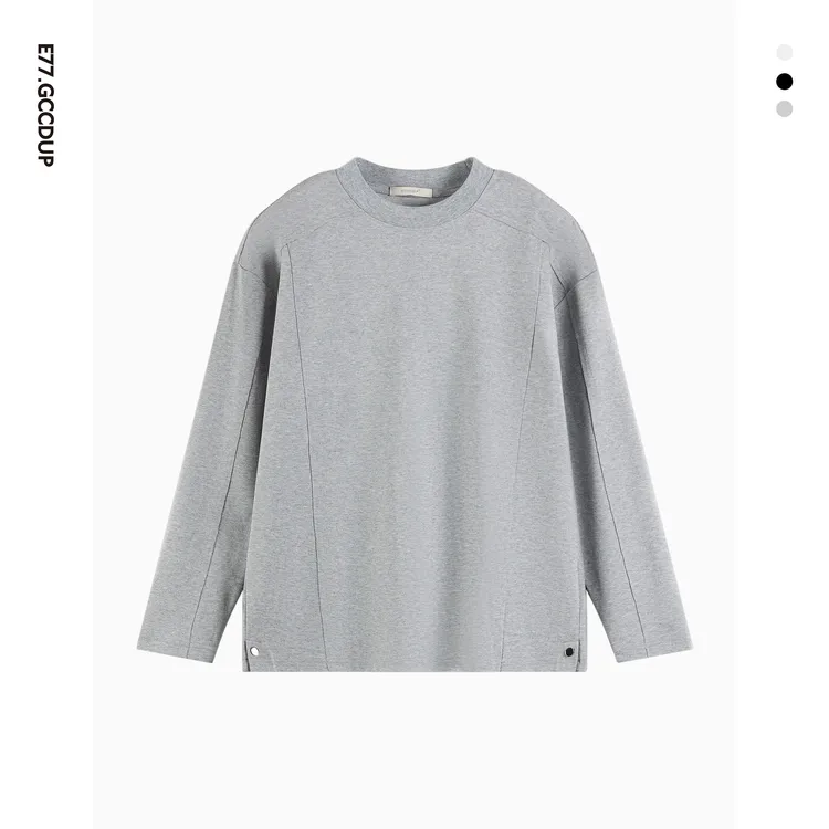 GCCDUPE77『琉光』AW精梳棉感结构基础百搭打底T恤时尚松弛圆领长袖