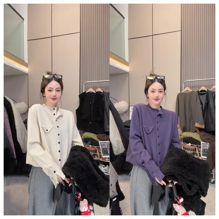 【气质穿搭】秋冬上新~半高领单排扣时尚气质款针织长袖毛衣