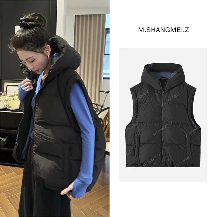 M.SHANGMEI.Z/沐熙【轻绒暖芯】美大哥加厚白鸭绒羽绒马甲X123376