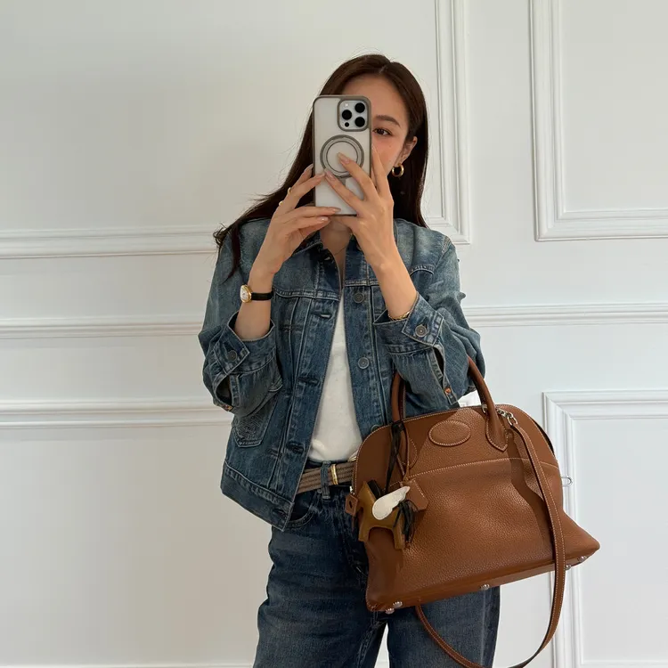 KEEP KAPU靠谱【曼城旧事】D家系列口袋绣花全棉牛仔外套KP253356