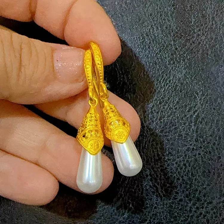 铜合金项链 精美水滴铜合金仿珍珠气质时尚耳环   09014