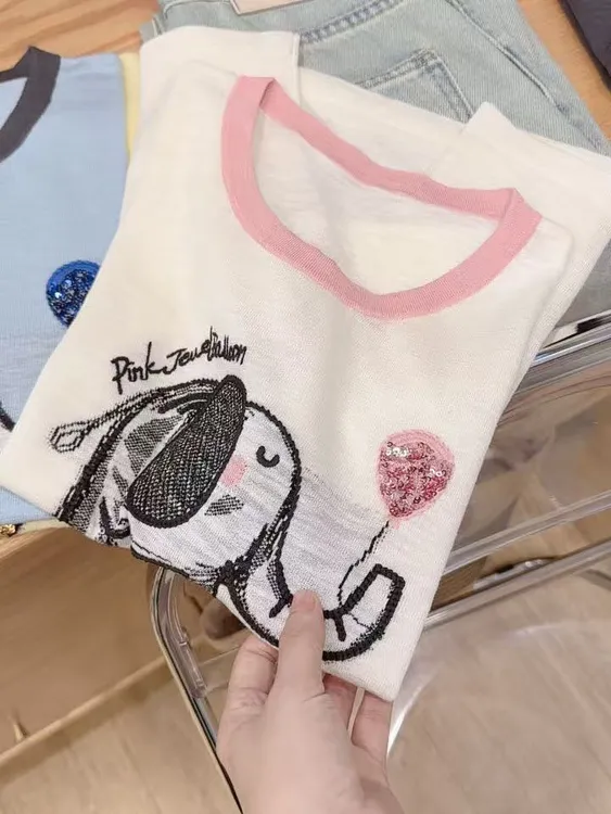 七言家 巨好看！奶白珠片气球小象撞色小飞袖8