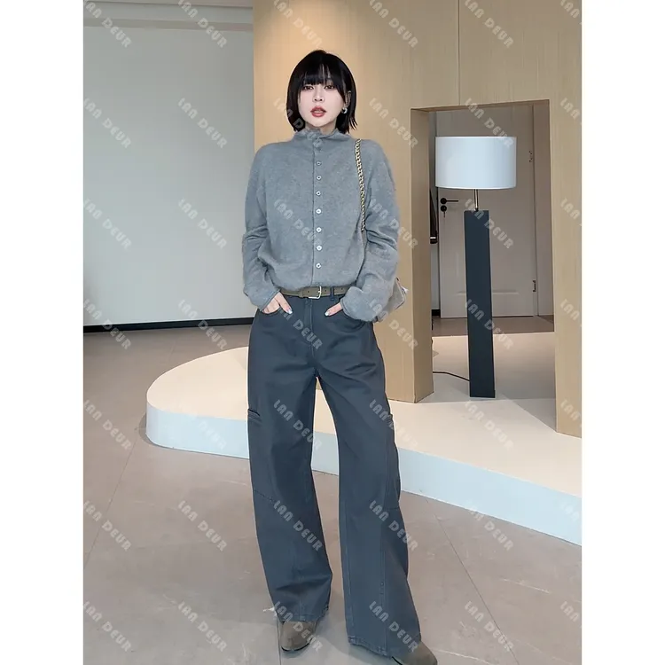 JIUJIU【后海】莱赛尔时尚百搭休闲宽松舒适设计师秋季牛仔裤女